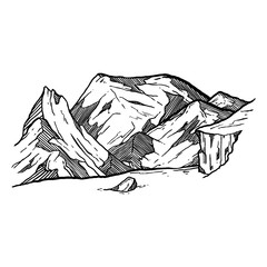 hand drawn of mountains vector iluustration
