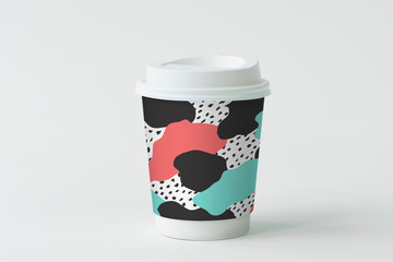 Colorful takeaway coffee cup mockup design