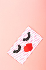 Envelope on pink background