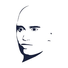 Man avatar. Front view. Male face silhouette or icon.