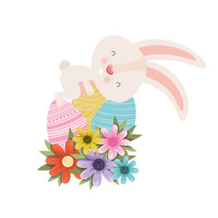 easter rabbit with egg isolated icon