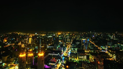 Fototapeta na wymiar Cityscape of Bangkok Downtown at Night, Aerial urban View of Bangkok Expressway and City at Night from the Baiyoke Sky Tower, Bangkok - Thailand