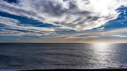 Obraz premium Mediterranean seascape beach on a cloudy sunrise landscape