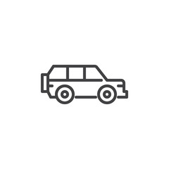 SUV Car line icon. linear style sign for mobile concept and web design. Offroad auto outline vector icon. Transport symbol, logo illustration. Pixel perfect vector graphics