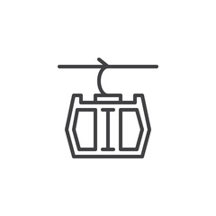 Cable car line icon. linear style sign for mobile concept and web design. Ropeway cabin outline vector icon. Funicular symbol, logo illustration. Pixel perfect vector graphics