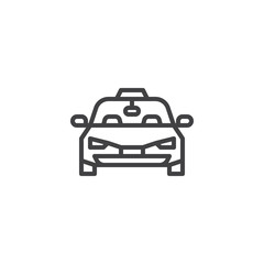 Taxi car line icon. linear style sign for mobile concept and web design. Taxi front view outline vector icon. Symbol, logo illustration. Pixel perfect vector graphics