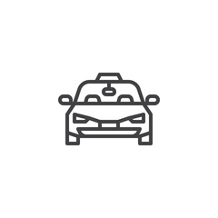 Taxi car line icon. linear style sign for mobile concept and web design. Taxi front view outline vector icon. Symbol, logo illustration. Pixel perfect vector graphics