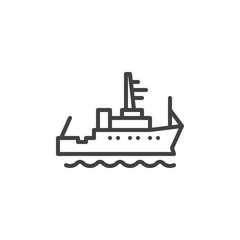 Cargo ship line icon. linear style sign for mobile concept and web design. Logistics, Transportation ship outline vector icon. Symbol, logo illustration. Pixel perfect vector graphics