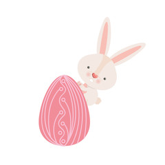 easter rabbit with egg isolated icon