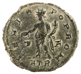 Ancient Roman copper coin of Emperor Licinius I. Reverse.