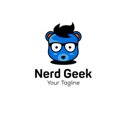 Geek and Nerd Logo Character Stock Image 