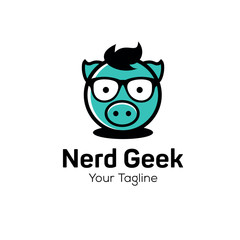 Geek and Nerd Logo Character Stock Image 