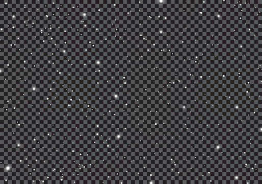 Space with stars universe space infinity and starlight on transparent background. Starry night sky galaxy and planets in cosmos pattern.