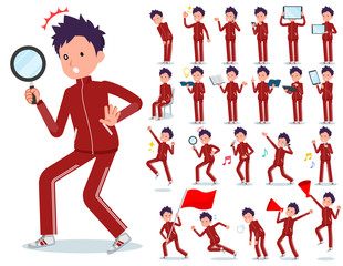 flat type school boy red jersey_Action