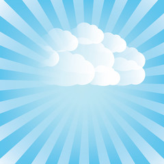 Clouds with Blue Sky and Sunburst Template Content Banner