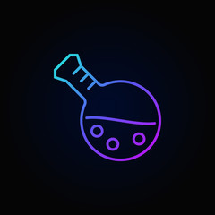 Flask outline colored icon - vector chemistry glassware concept sign on dark background