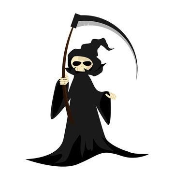 Halloween character with grim reaper with scythe.
