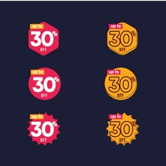 Discount Set Label Vector Template Design Illustration