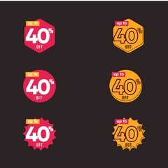 Discount Set Label Vector Template Design Illustration