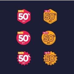 Discount Set Label Vector Template Design Illustration