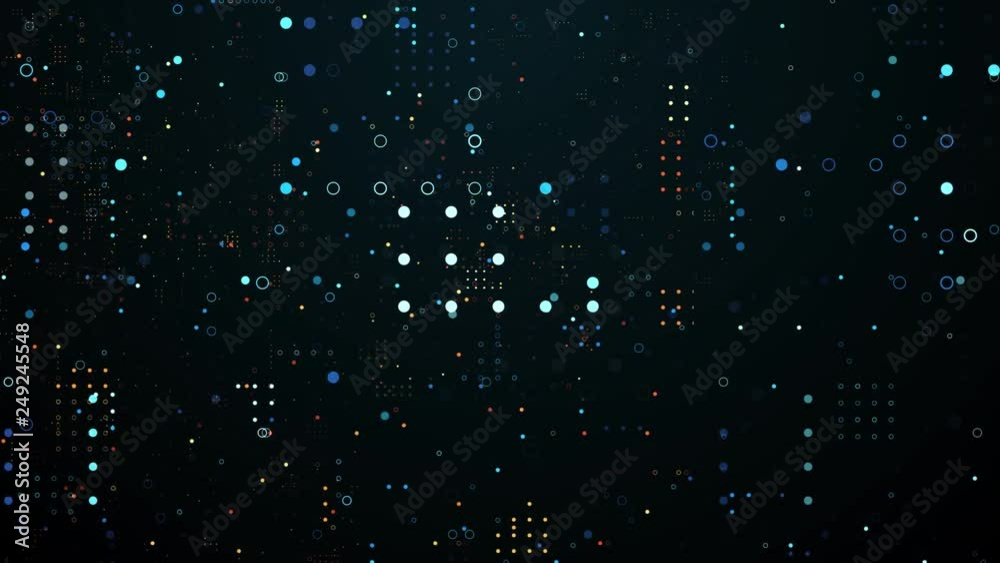 Poster 3d render abstract background with dots pattern. complex composition with dots of random size. loopa