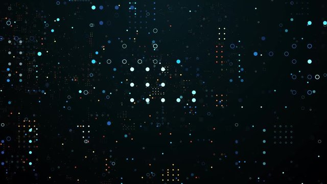 3d render abstract background with dots pattern. Complex composition with dots of random size. Loopable sequence.
