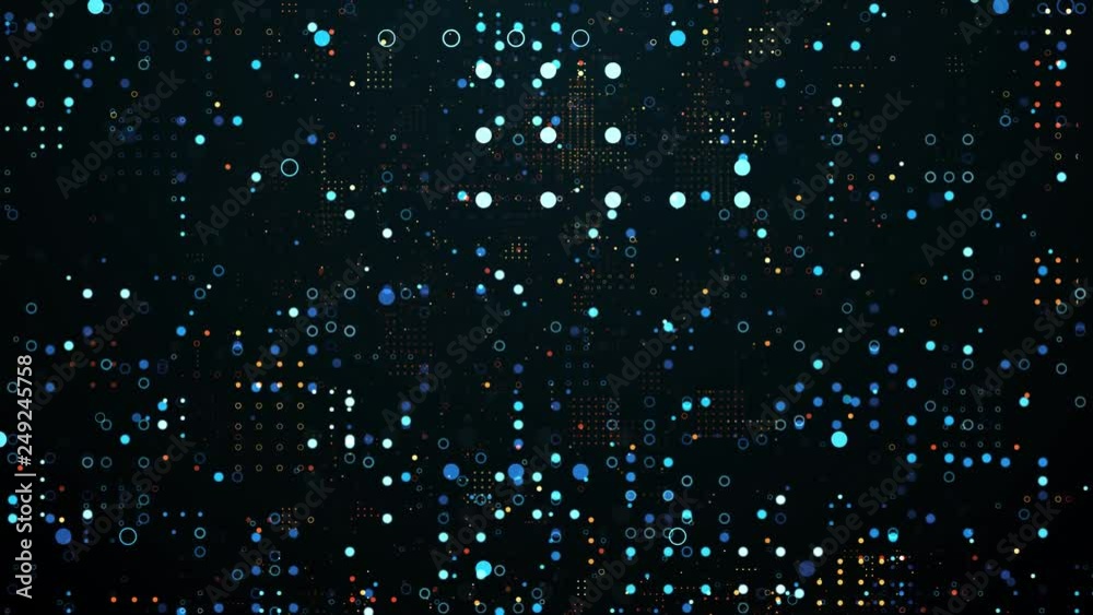 Poster 3d render abstract background with dots pattern. complex composition with dots of random size. loopa