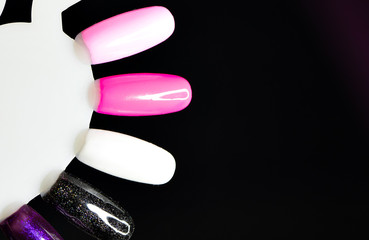 Colors of Polish for manicure. design for nails. Big selection of colors gel varnish. 
