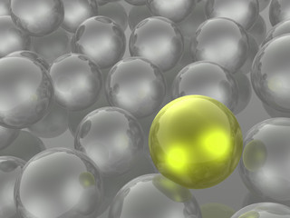 Yellow and grey spheres