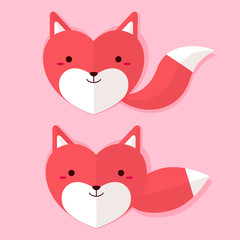 origami face heart fox. Vector illustration isolated on EPS10.