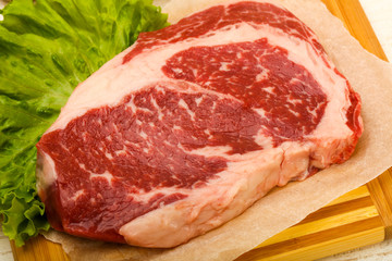 Rib eye raw steak