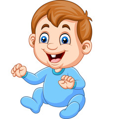 Cartoon baby boy wearing blue pajama