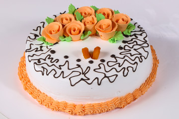 Cake with cream flowers