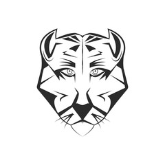 Vector wild cougar illustration. Wild cat, panther or mountain lion. Cartoon tattoo or mascot picture.