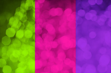 2019 color trend. A trio of bright neon-colored pink plastic, ufo green, proton purple, photo...
