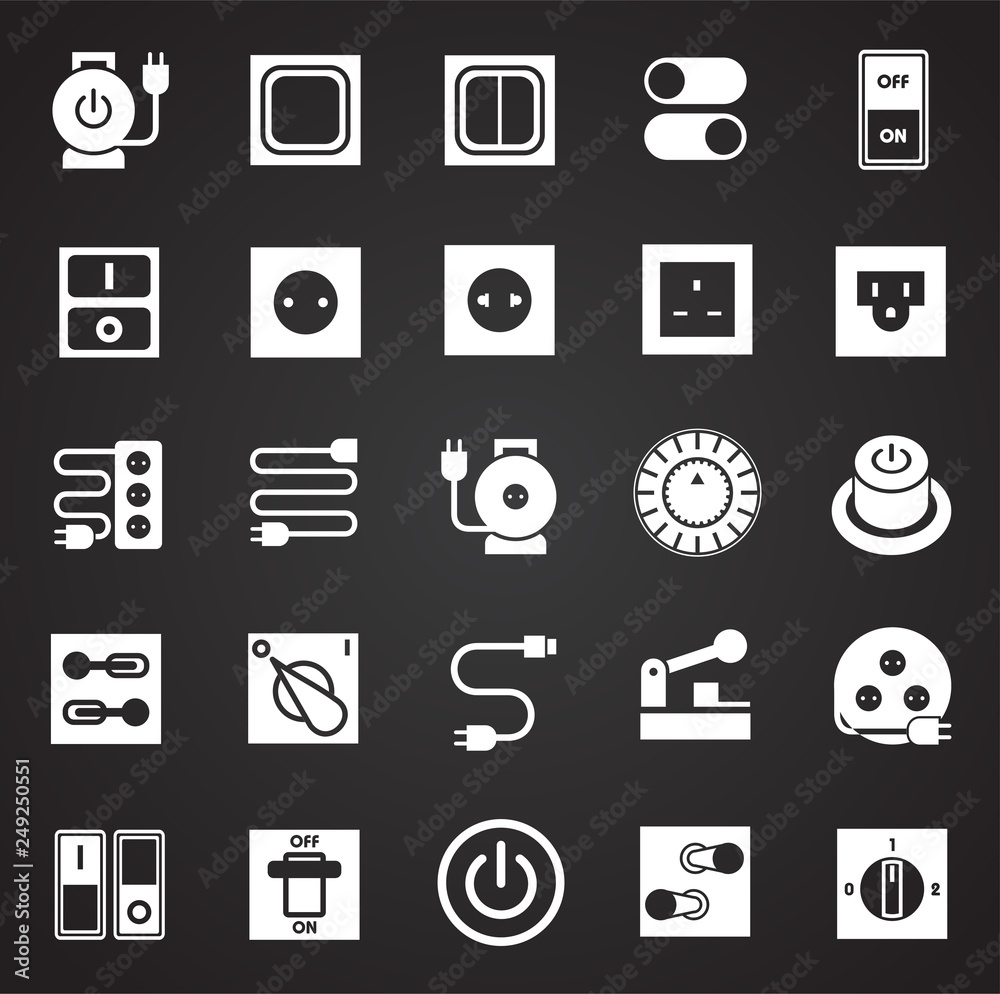 Fototapete Electric ware icons set on black background for graphic and web design, Modern simple vector sign. Internet concept. Trendy symbol for website design web button or mobile app