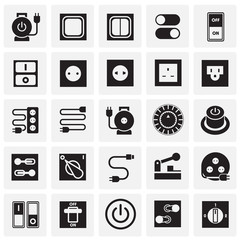 Electric ware icons set on squares background for graphic and web design, Modern simple vector sign. Internet concept. Trendy symbol for website design web button or mobile app