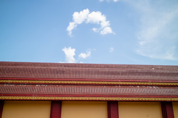 Temple roof on beautiful cloud sky