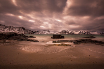 at the beach before sunset, Lofoten, Norway
