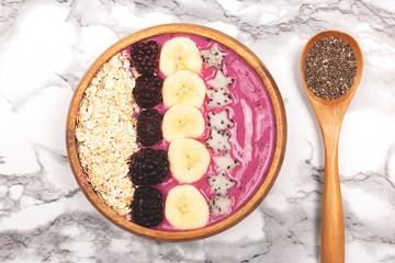 Smoothie bowl on marble background