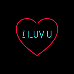 I LUV U NEON SIGN BLACK BACKGROUND