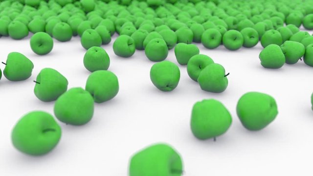 Thousands of green apples for healthy juice and food.