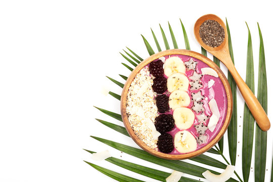 Smoothie bowl on white background