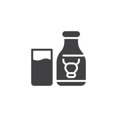 Lactose free milk bottle vector icon. filled flat sign for mobile concept and web design. Milk allergen simple glyph icon. Symbol, logo illustration. Pixel perfect vector graphics