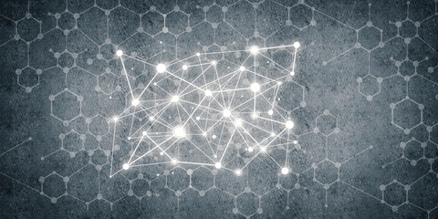 Obraz premium Lines and dots as networking idea drawn on cement background