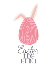 easter egg hunt label with rabbit ears icon