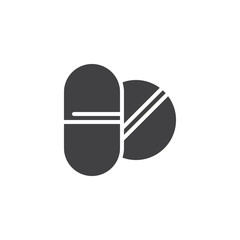 Medical drugs vector icon. filled flat sign for mobile concept and web design. Capsule Pills simple glyph icon. Symbol, logo illustration. Pixel perfect vector graphics