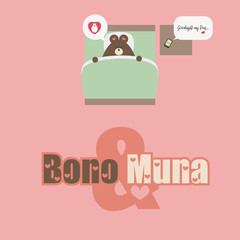 Happy Valentine's Day with sweet Bears. Kawaii. Vector