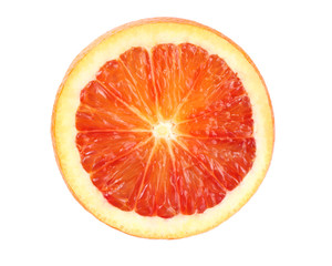 Red blood orange fruit with slices isolated on white background