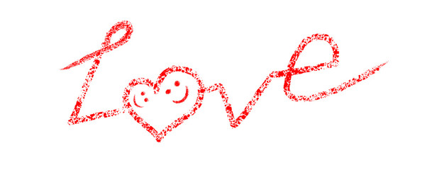 inscription love Valentine white background Love couple background. two smiles